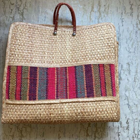 Wicker Mexico oversized woven beach bag overnight - Picture 6 of 11